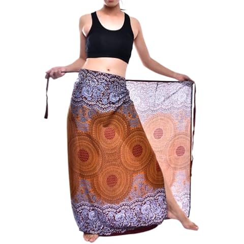Bohotusk Brown Sun Glow Sarong Beach Batik Long Boho Swimsuit Cover up Wrap Pareo for Women Girls Super Soft 220cm x 102cm Cover