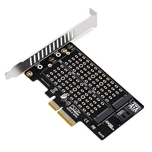 PCIE to M.2 Adapter M.2 SSD to PCIEX4 X16 Expansion Card PCIE Dual-Bay Expansion Card