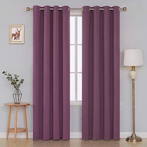 Image of Deconovo Blackout Curtain Room Darkening Panel for Bedroom or Living Room Grommet Thermal Insulated Lighting Reduce Drape 52 x 95 Inch Dry Rose 1 Panel