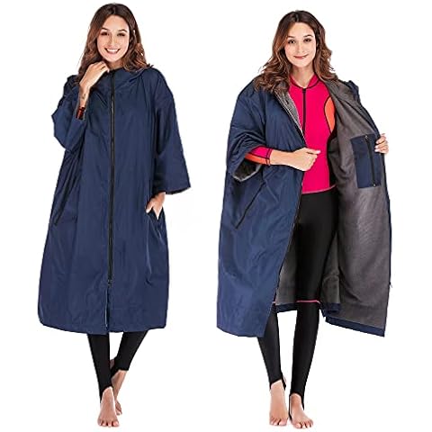 KEYUSHOP Unisex Adult Changing Robe with Thicken Microfiber Waterproof Windproof Oversized Coat Towel Robe Hooded Towel Surf Poncho with Hood Stay Warm and Dry For Watersports, Swimming, Surfing Cover