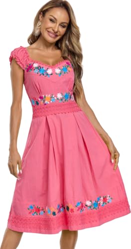 Image of Women's Mexican Dress Embroidered Causal Lace Party Dress