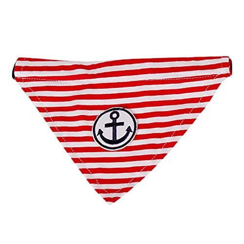 MEGA NOCKO Bandana Halstuch für Hunde und Katzen, gestreift Segeln Anker stabiles Hundehalsband Nylonhalsband waschbar mit Verstellbarer Halsgröße Pet Katzenhalsband in rot oder blau
