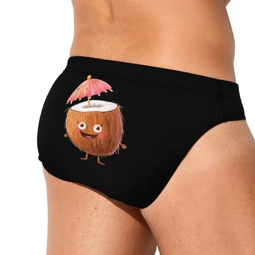 Cute Coconut Drink Mens Swim Briefs Quick Dry Swimming Trunks Training Swimsuit Low Rise Swimwear3