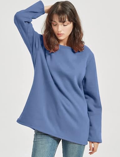Image of Flygo Women's Winter Warm Sherpa Lined Fleece Crewneck Sweatshirt Pullover Loungewear Tunic Tops