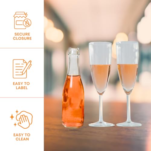 FastRack - Clear Champagne Bottles 187 ml 24 Pack | 187ml Clear Flint Stretch Empty Glass Wine Bottles for Drinks - NO CAPS INCLUDED
