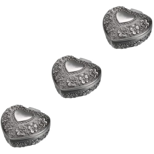 Boîte à bijoux en métal cœur lot de 3 petits écrins de voyage pour bagues et colliers