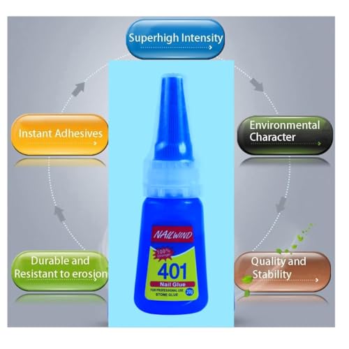 Image of NAILWIND Brush On Nail Glue for Press On Nails, 401 Extra Strong Nail Glue for Acrylic Nails, Waterproof Long Lasting, 2 PCS