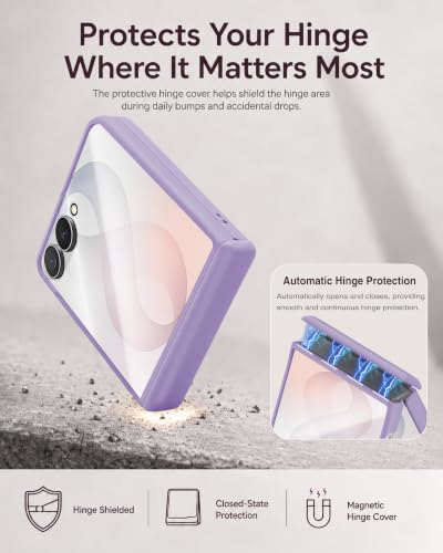 Image of STORMTAL for Samsung Galaxy Z Flip 8 Case, Hinge Protection, Built-in Screen Protector, Wireless Charging, Shockproof, Slim Rugged Phone Protective Case for Galaxy Z Flip 8 Purple