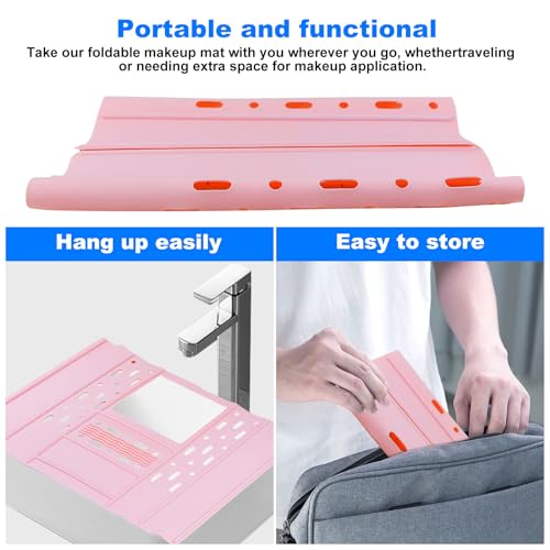 Cubierta para Lavabo de Baño, Tapete de Limpieza Plegable para Brochas de Maquillaje, de Silicona Resistente al Calor para Encimera, Organizador para Maquillaje Ahorra Espacio miniatura 5