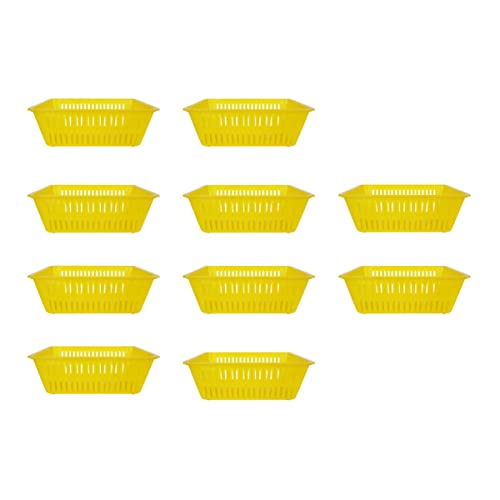 10 piezas cestas plásticas organizadoras amarillas