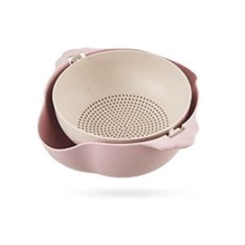 Xozilo 2in1 ざる・ボウル セット 厚手 重ねてフラット収納 省スペース 水切り 野菜・果物・パスタ・米研ぎに 家庭用/一人暮らし/新生活 おしゃれ キッチン用品 ブルー (ピンク)