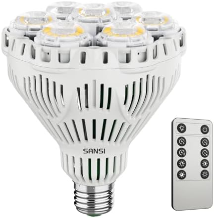 SANSI Lampara de Plantas Regulable, Bombilla de Crecimiento LED 4...
