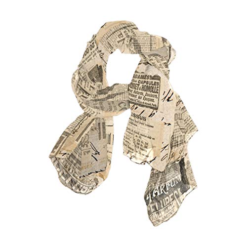 Bardic Women Long Scarf Lightweight Fashion Scarf Retro Newspaper Large Soft Scarf Lady Shawl Wrap 35.4X70.8 Inch #TOP12