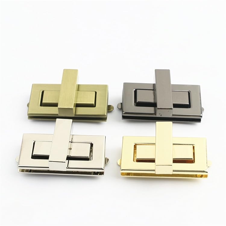 5/10 szt. 44 x 22 mm, kwadratowe, złote, metalowe zapięcia do torebki, zapięcie typu twist, do torebki, zapięcie typu "zrób to sam"