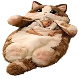Cat Shaped Plush Floor Lounger for Adults-Sleeping Bag Style Mattress for Indoor Use or Camping Trips,Sleepovers (C)