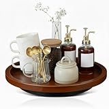 LemonRoad 10" Wood Lazy Susan Turntable Organizer Coffee Bar Rotating Tray Round Organizer for Table, Spices, Condiments, Bathroom, Drinks and Kitchen Countertop Organization Coffee Bar Decor