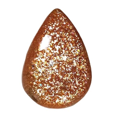 Pierre de soleil orange naturelle cabochon poire 33x25x7mm gemme bijoux