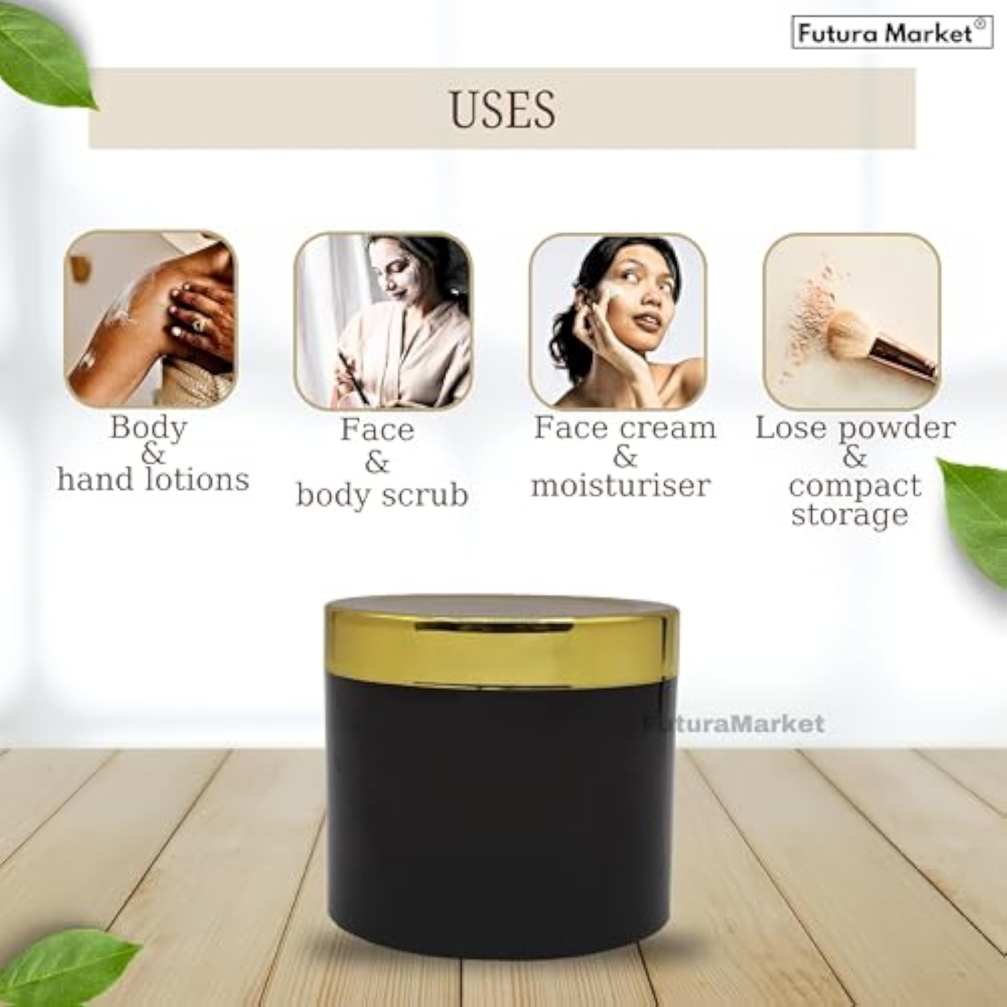 Acrylic Amber Jar with Gold Lid for Personal Care