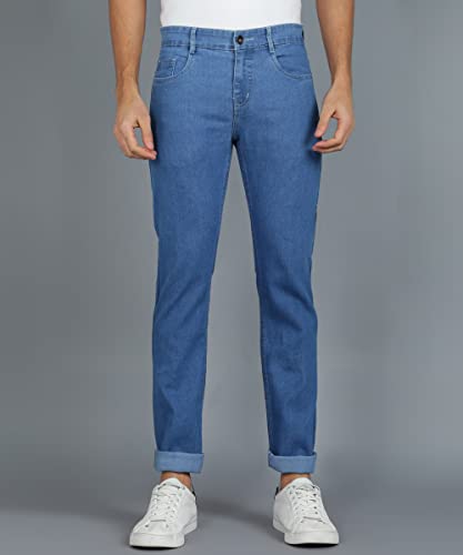 Image of Men's Light Blue Regular Fit Solid Jeans Stretchable