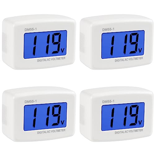 Image of 4pcs Flat US Plug AC 80-300V Voltage Measuring Monitor, LCD Digital Voltmeter, AC 110V 220V Voltage Panel Power Line Volt Test Monitor for Household Plug into Outlet to Measure Voltage