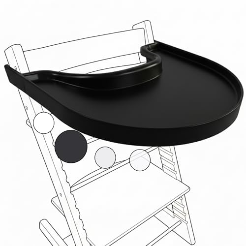 Image of High Chair Tray for Stokke Tripp Trapp - Black - No Baby Set Needed. Suction Surface. Snap-on. BPA Free.