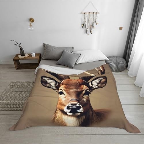 Couverture flanelle tête de cerf plaid lit canapé toutes saisons - 6
