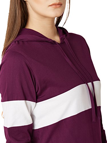 Image of Miss Chase Women's Magenta and White Hooded Shift Dress