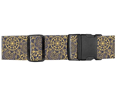 Image of Luggage Straps for Suitcases, Adjustable Travel Belt, Durable Wide Luggage Strap, Cute Suitcase Strap Identifiers with Buckle, Bag Straps for Luggage, Luxury Mandala Pattern