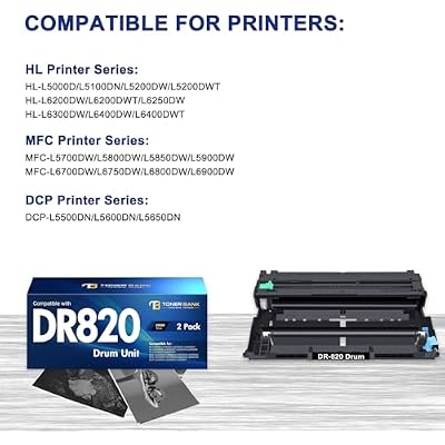 DR820 DR-820 Drum Unit DR 820 HL-L6200DW Compatible for Brother DR820 for HL-L6200DW Drum Unit MFC-L5850DW MFC-L5900DW MFC-L5700DW HL-L5200DW HLL6200DW L6200DW L5200DWT Printer 2 Pack