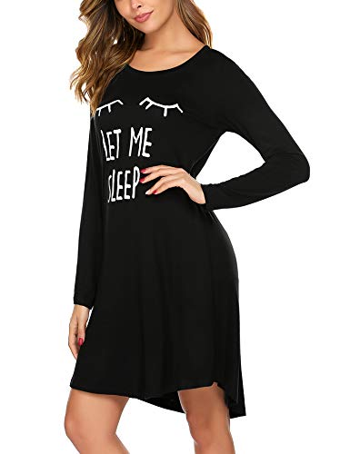 MAXMODA-Nachthemd-Damen-Langarm-Nachtwaesche-Pyjama-Sleepshirt-Langarm-Sexy-Schlafshirt-Nachtkleid-S-XXL