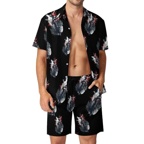 Camisa de botones y pantalones cortos hombre conjunto de 2 piezas lobo