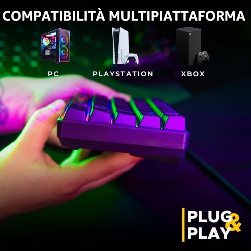 The G-Lab COMBO HYDROGEN WL - Set di tastiera mouse da gioco senza fili - Tastiera Gamer Wireless 60% AZERTY FR RGB - Mouse Gaming 7200 DPI - Doppia modalità 2,4GHz & Bluetooth - PC PS4 PS5 - Tastiera gaming - Immagine 7