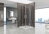 MOG Mampara de ducha BELLE con puertas plegables 80x90 cm Altura: 180 cm Ducha de esquina de vidrio transparente de 6 mm ESG glass DK62 - todos los tamaños