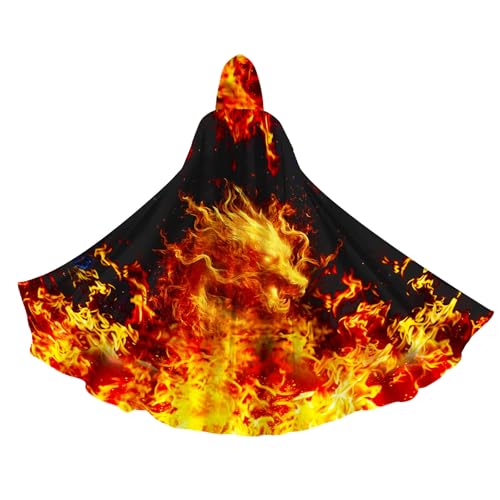 Zntuv Flame Dragon Hooded Cloak for Men Women Robe Cape with Hood Medieval Cosplay Wizard Witch Costumes