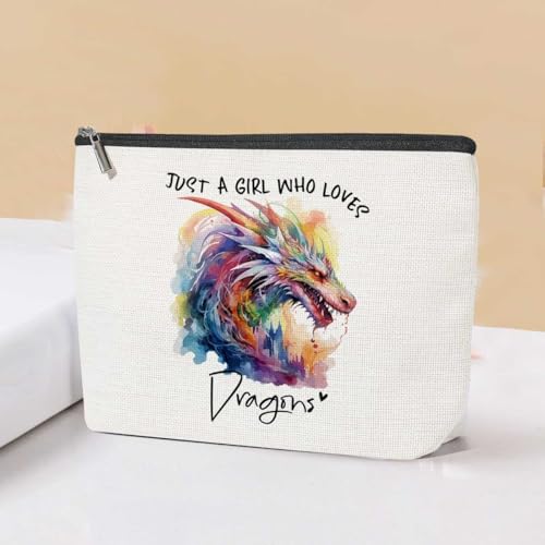 Dragons Cosmetic Bag Travel Organizer Zipper Pouch Watercolour Dragon Gift Makeup Bag Dragon Gifts for Women, Girls, Best Friend, Sister Funny Birthday