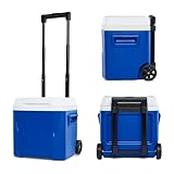 pomiler 16 QT Wheeled Cooler with Handle Hard Insulated Portable Ice Chest Box for Beach, Drink, Beverage, Camping, Picnic, Fishing, Boat, Barbecue, Blue