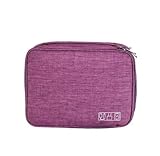 Estojo Bolsa Organizador Para Cabos Fios Canetas Acessorios Eletronicos Viagem Grande Duplo Modelo Rigido Portatil Multifuncional com Alça (rosa)