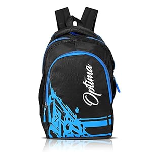 OPTIMA Water Resistant Slim Backpack for Men and Women Fits 13 Inch Laptop and Notebook (Black and Blue)