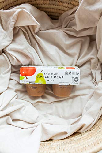 White Leaf Provisions Biodynamic & Organic Unsweetened Applesauce – Apple + Pear Sauce Pack — Organic Baby Food Or Healthy Snack Cups For Kids & Adults – 24 X 4Oz Individual Sauce Cups #TOP5