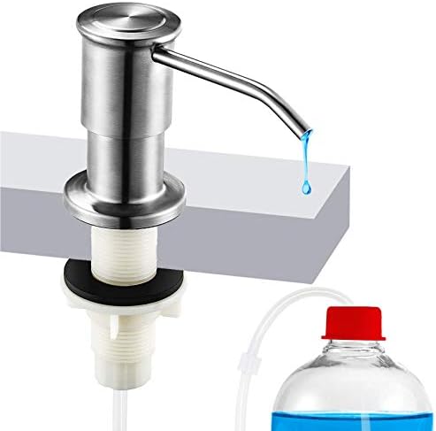 One Sight Soap Dispenser for Kitchen Sink and 47'' No-spill Extension Tube Kit, Stainless Steel, Kitchen Dish Soap Dispenser Pump In Sink Connects Directly To Soap Bottle