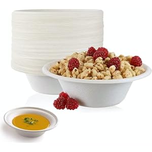 100% Compostable 12 oz Heavy-Duty Bowls. Pack of 70 Count. Eco-Friendly Biodegradable Disposable White Bagasse Bowls, Made of Natural Sugarcane Fibers – Sturdy Design For Hot or Cold Foods