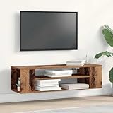 Yunovire TV-Schrank Altholz 100x30x26,5cm, Holzwerkstoff, modern, mit 2 Regalen, für Wohnzimmer, Schlafzimmer, Medienaufbewahrung, vielseitige Nutzung