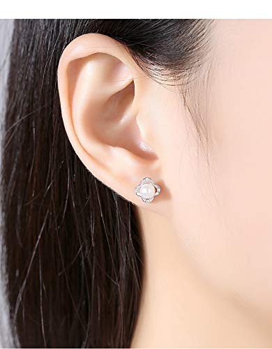 Pendientes antialérgicos de plata y perlas pequeñas para orejas sensibles 4
