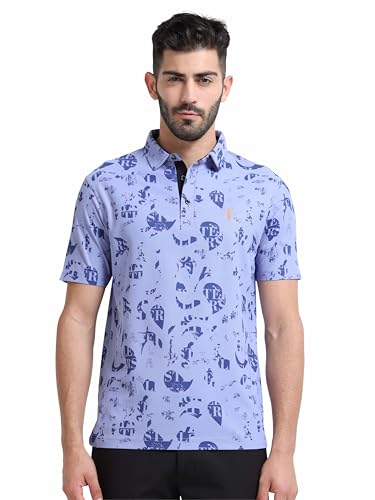 Image of STELLERS Men's Printed Polo T-Shirt | Regular Fit| Feather Touch Feel | Odour Resistant | Wrinkle Free | Stretchable | Anti-Static