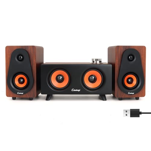 cinnkeyi 2.1 Altavoz de ordenador con subwoofer, altavoces estéreo medio de agudos duales, Bluetooth / USB dual modo PC altavoz, control de volumen, sistema de sonido de escritorio para ordenador