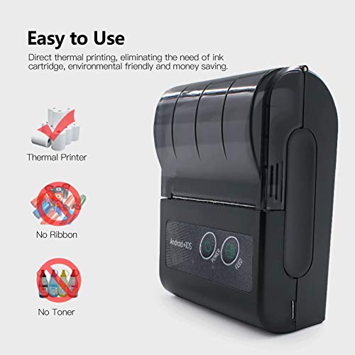 Zwbfu 58 mm Mini impressora térmica portátil Impressora de recibos sem fio USB BT Suporte a comando