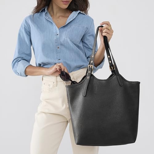 Image of HOXIS Tote Bag for Women with Adjustable Handles Soft Vegan Leather Shoulder Handbag for Work, Travel & Everyday Use