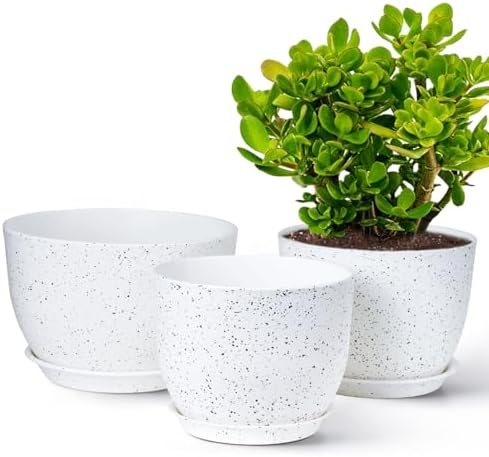 JOIKIT Lot de 6 Pots de Fleurs rectangulaire Blanc en Plastique de 43