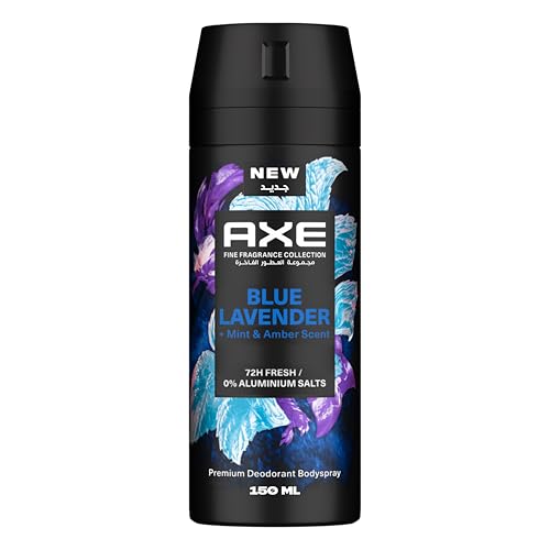 AXE Fine Fragrance Premium Deodorant Body Spray Blue Lavender Mint and Amber Scent 72H Fresh Aluminium Free 150ml