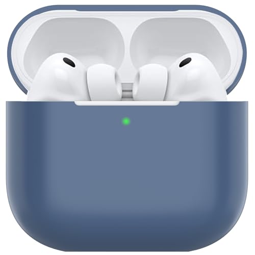 Nemteur Hülle für AirPods Pro 3, Thin Schützende Silikon Case für Air Pods Pro 3 2025 (USB-C) Skin Front LED Sichtbar Silicone Cover, Navy Blau